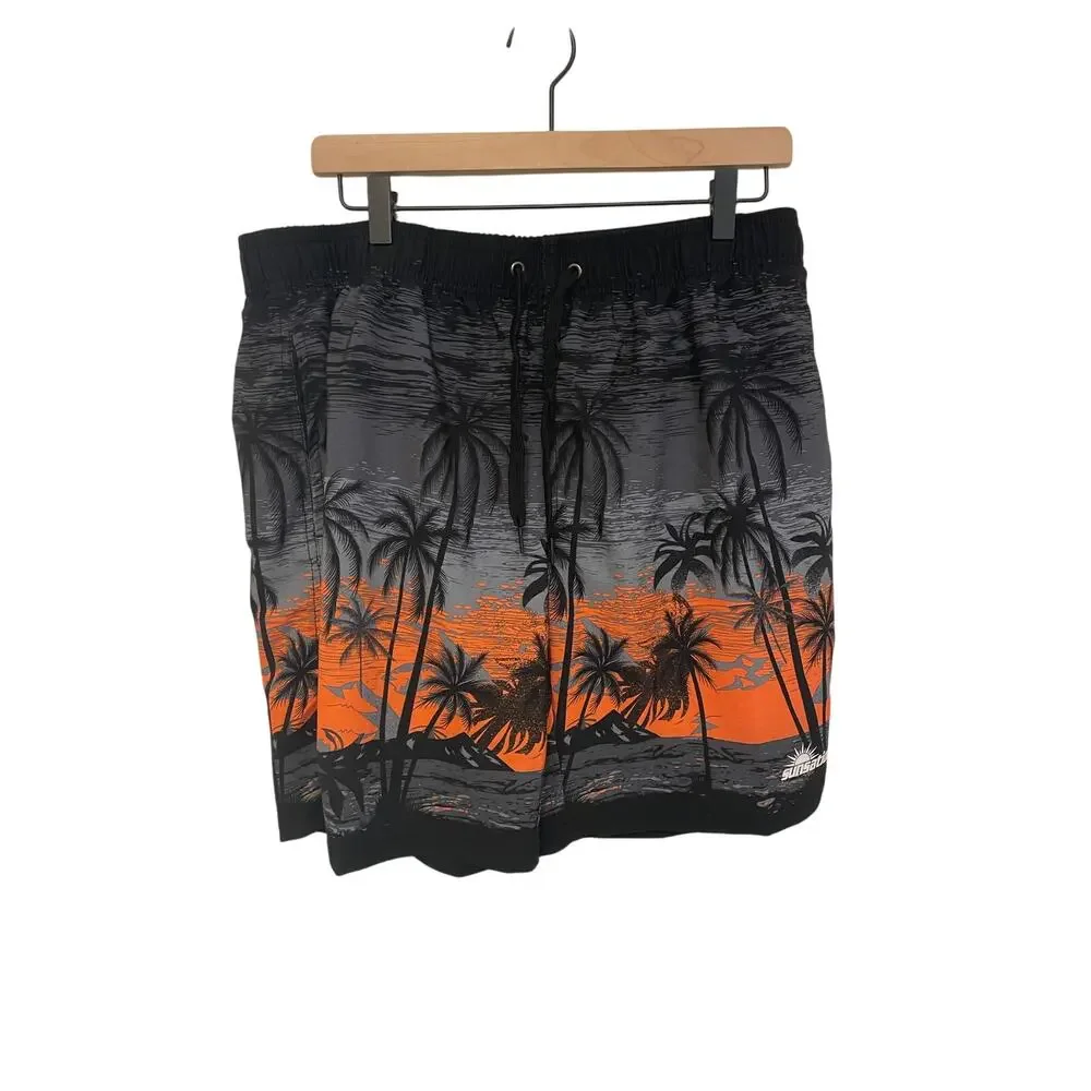 Sunsations Graphic Swim Casual Cruise Vacation Pool Beach Palm Tree Men’s  XL